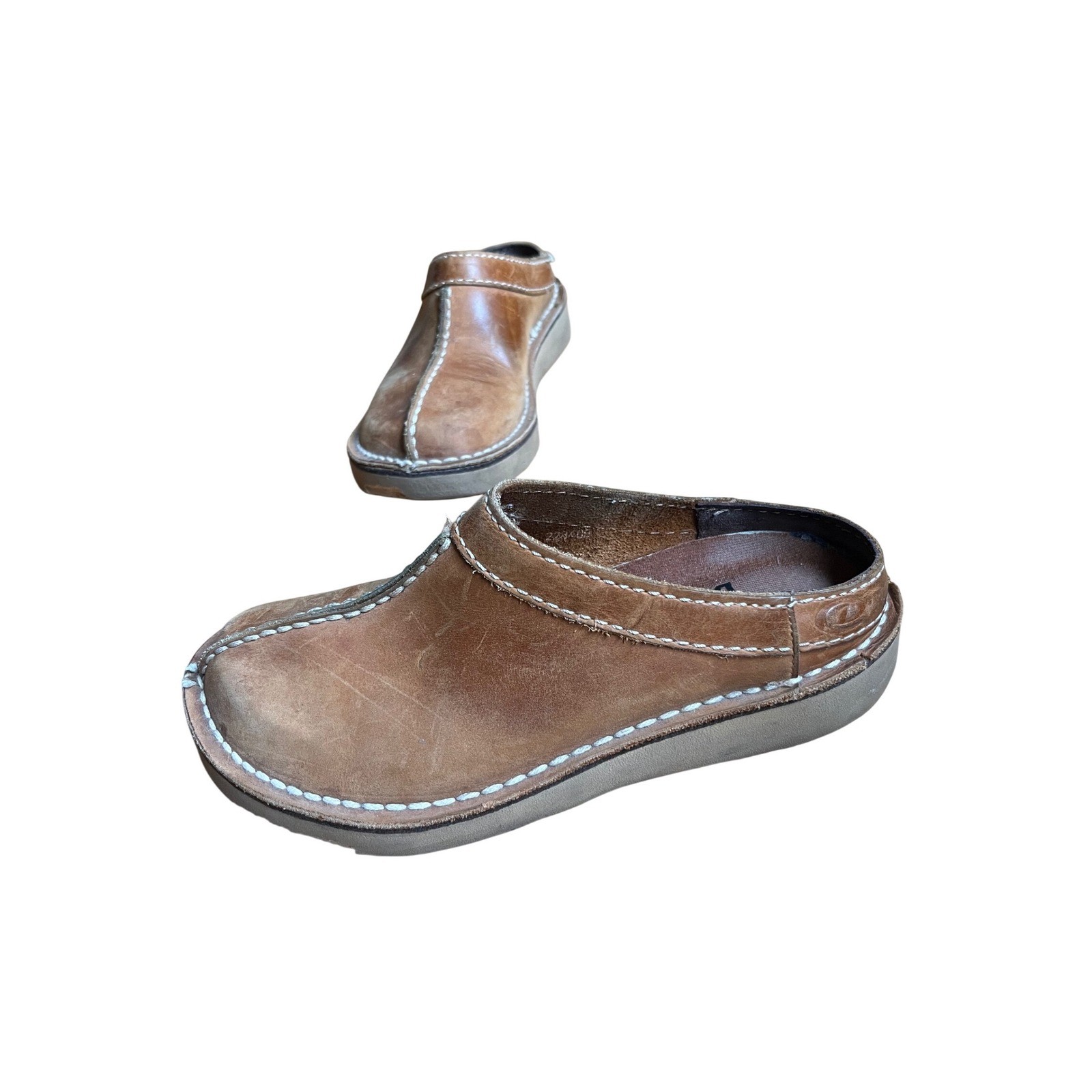 Vintage Dexter Full Grain Leather Clogs Mules Slip On Women Brown Y2K 90s READ