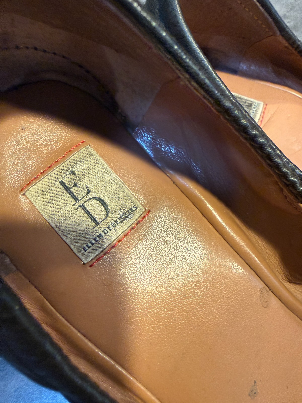 ED Ellen Degeneres Langston Ballet Flats Black Size 9 Embroidered Love Leather
