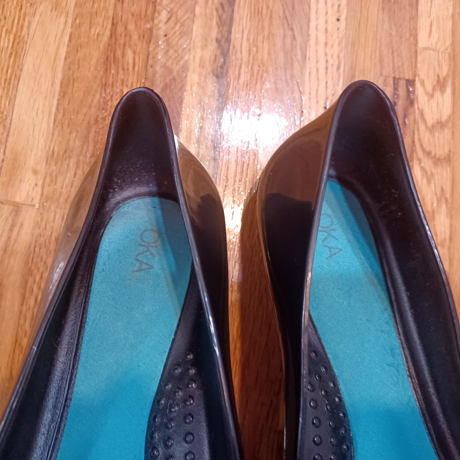 OKA B Women’s Size 8US/38EU Charcoal Black Skimmers Jelly Medallion Ballet Flats