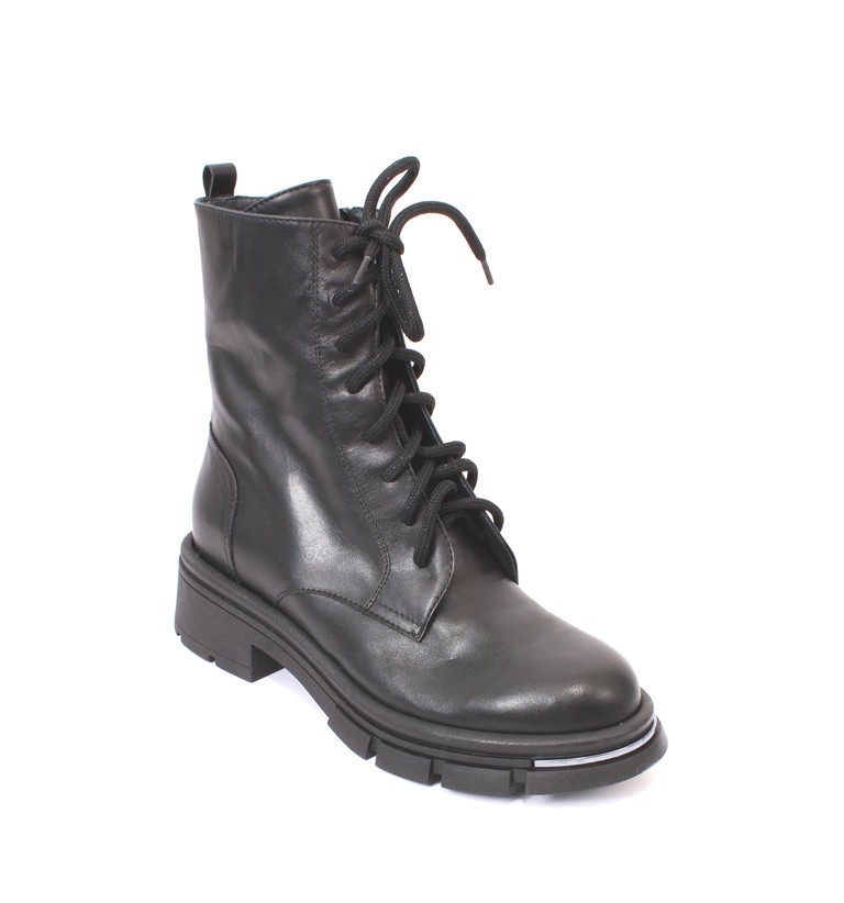 Vernissage 48239a Black Leather Zip-Up Lace-Up Ankle Boots 37 / US 7