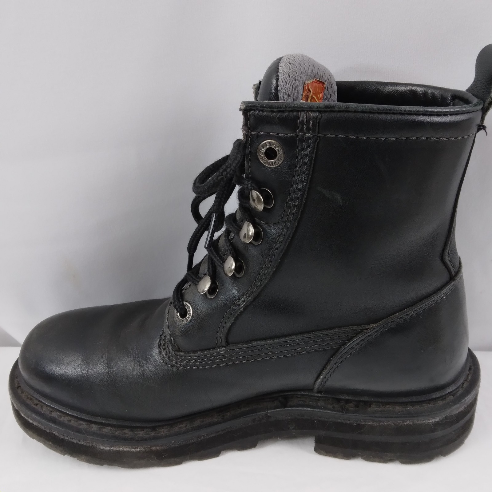 HARLEY-DAVIDSON Lace Up Chukka Boots Black Metal Emblem Grunge Rock Women’s 7.5
