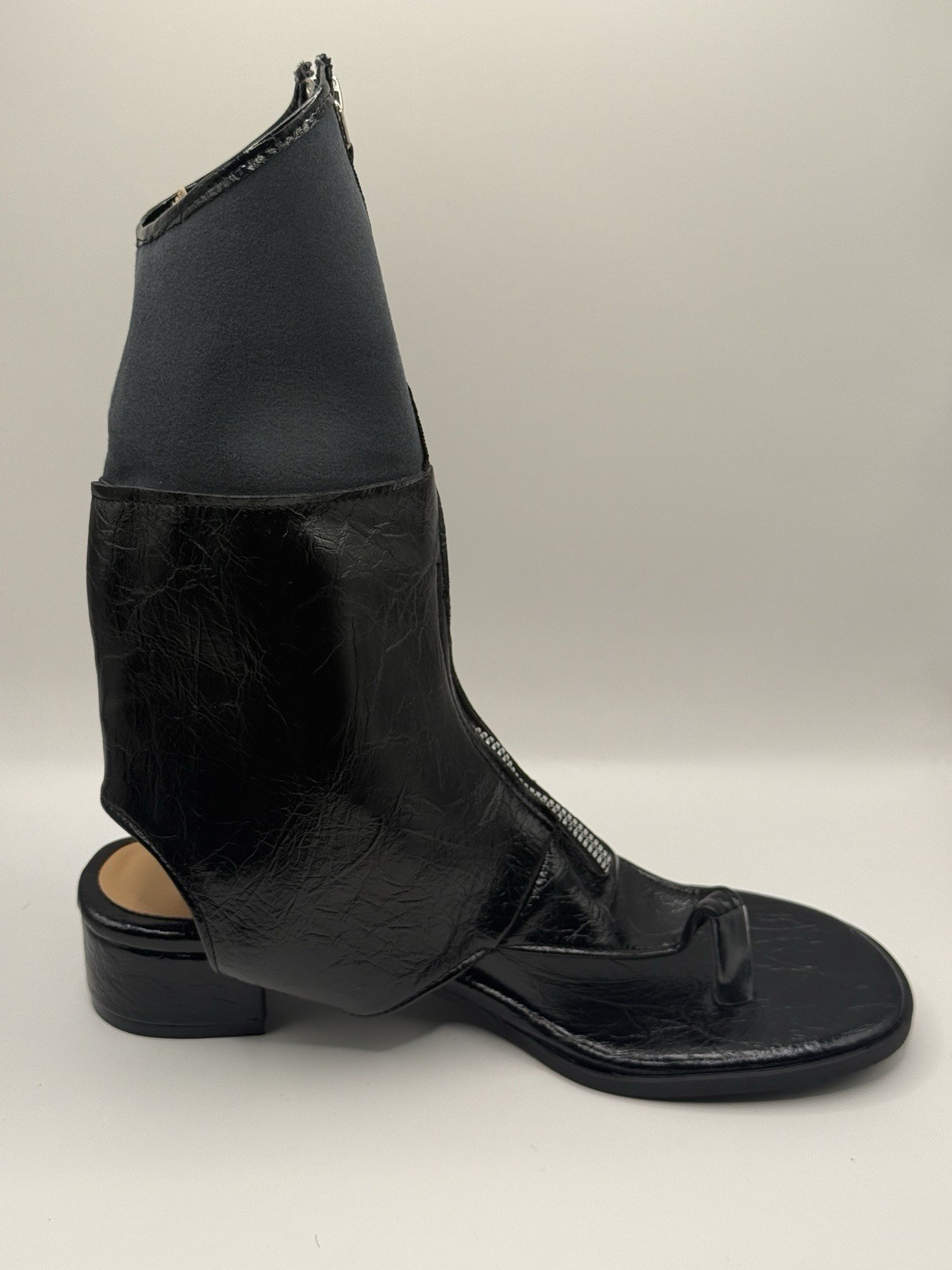 Gladiator Thong Sandal Boots Zip Front Women’s Black EU 41 US 10 Mid Calf Goth