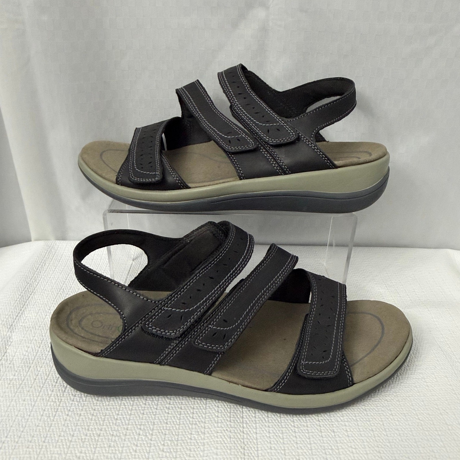 Orthofeet Naxos Sandals Women’s 11 D Wide Black Orthopedic Comfort Adjustable