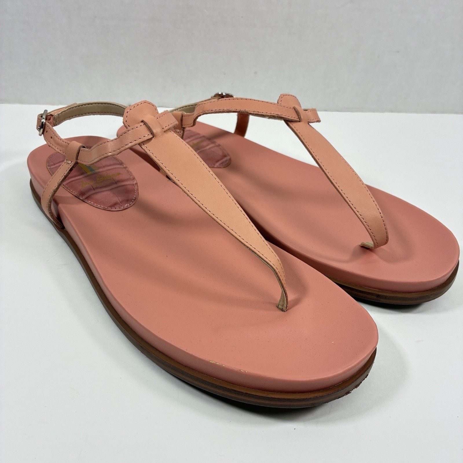 Sam Edelman Naomi Leather Thong Sandals Ankle Strap Flat Women’s 9.5 Beach EUC