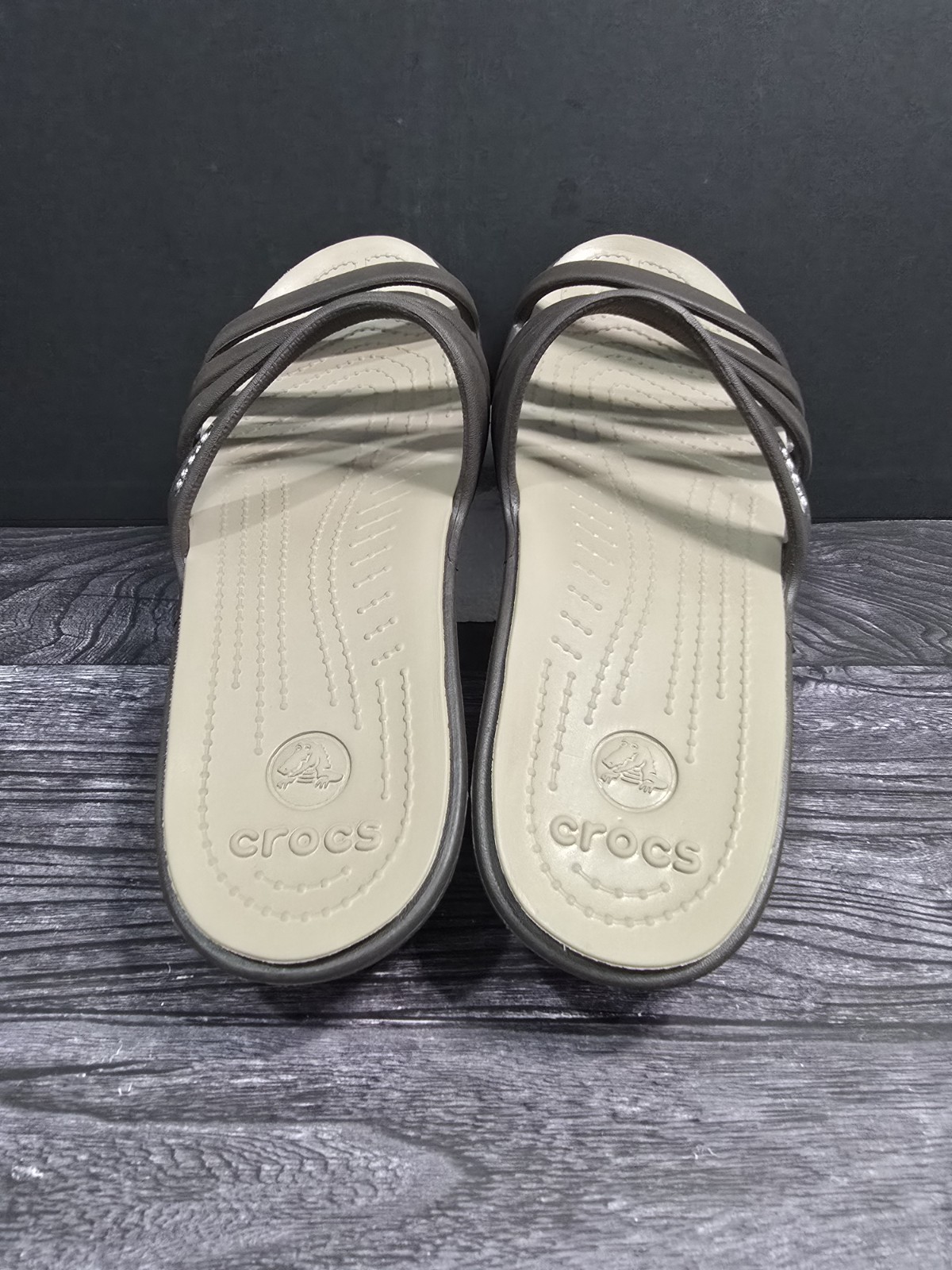 Crocs Rhonda Strappy 14706 Brown Low Wedge Slip On Sandals US Women’s 8