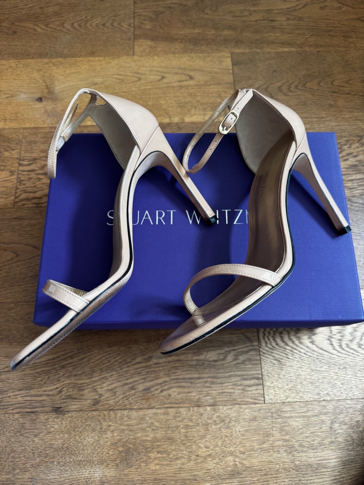Stuart Weitzman Nudistsong Ankle Strap Stiletto in Nude – Size 8