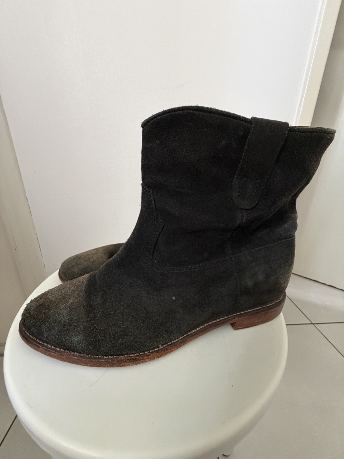 ISABEL MARANT-boots susee- suede-wedges- faded black- 42