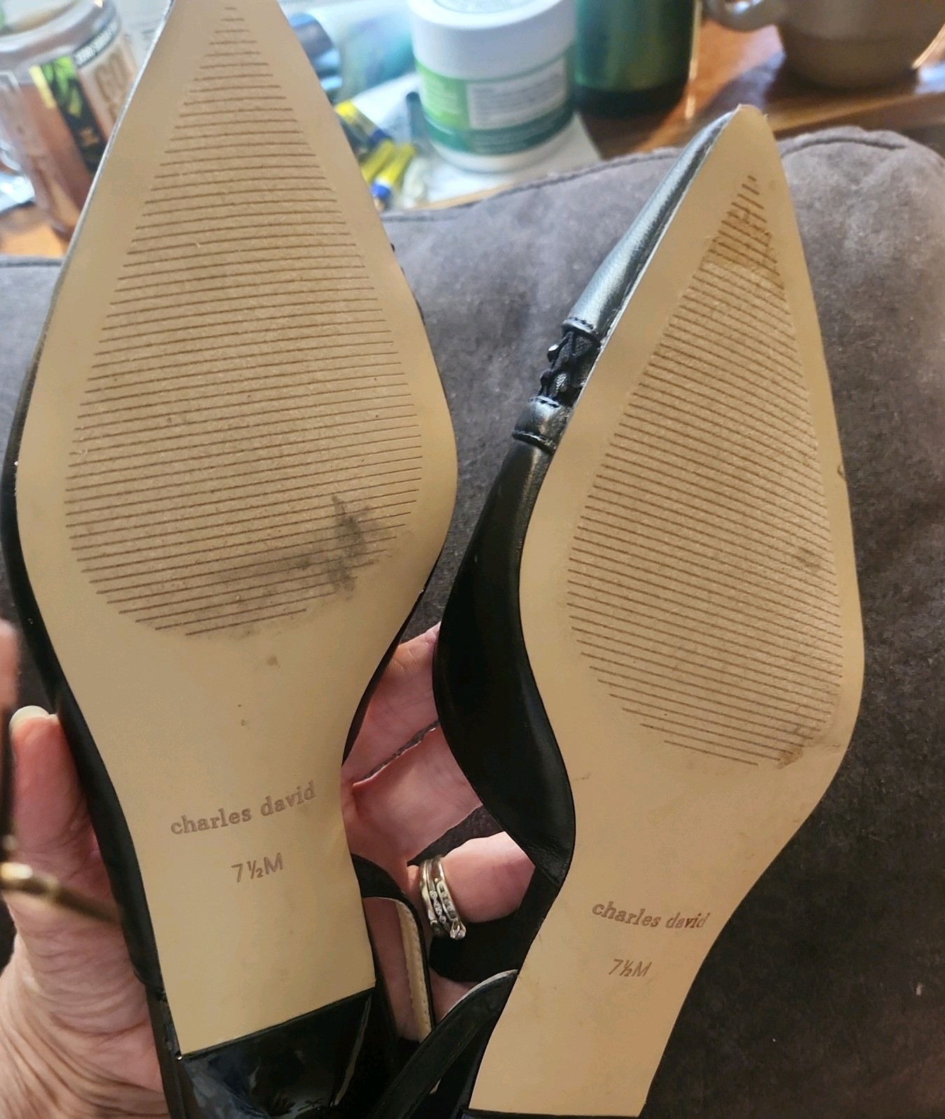 Charles David SZ 7.5 Black Rhinestones Classic Sophisticated. See Photos.