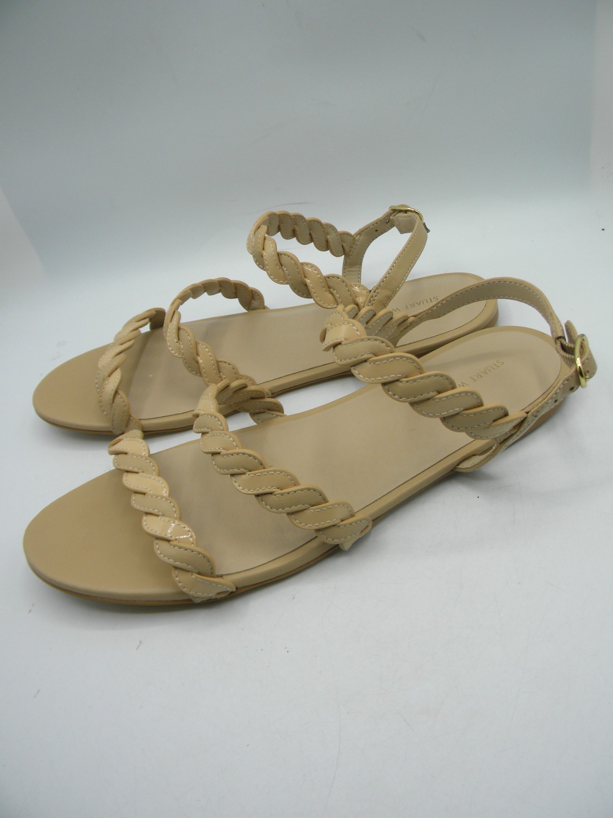 STUART WEITZMAN Twistie Leather Flat Ankle Strap Strappy Sandal Sz 8.5 M