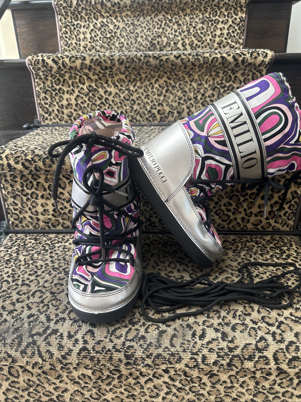 Emilio Pucci 2004 Apres Ski Iconic Print Snow Boots Size 7