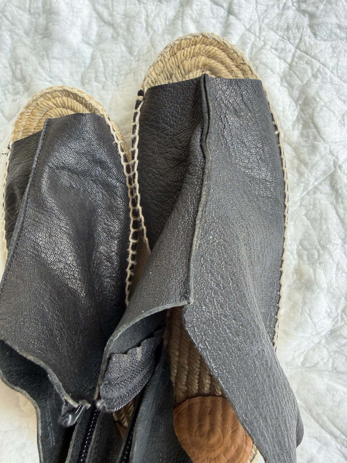 Bimba Y Lola Jute Black espadrille Wedge EU 39 US 8 pony-style made in Spain