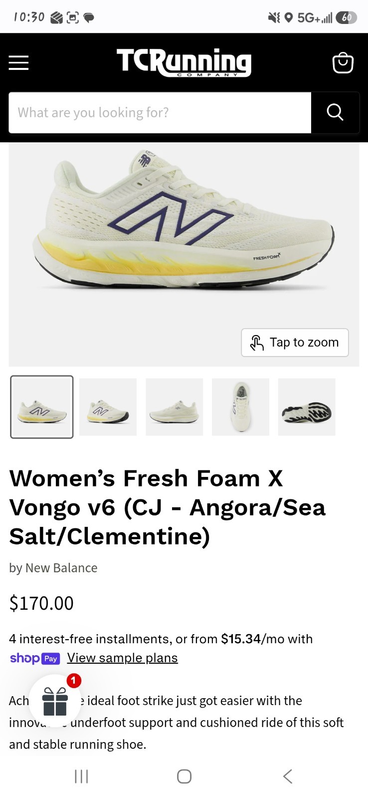 Size 7 – New Balance Fresh Foam X Vongo v6 Angora Clementine W