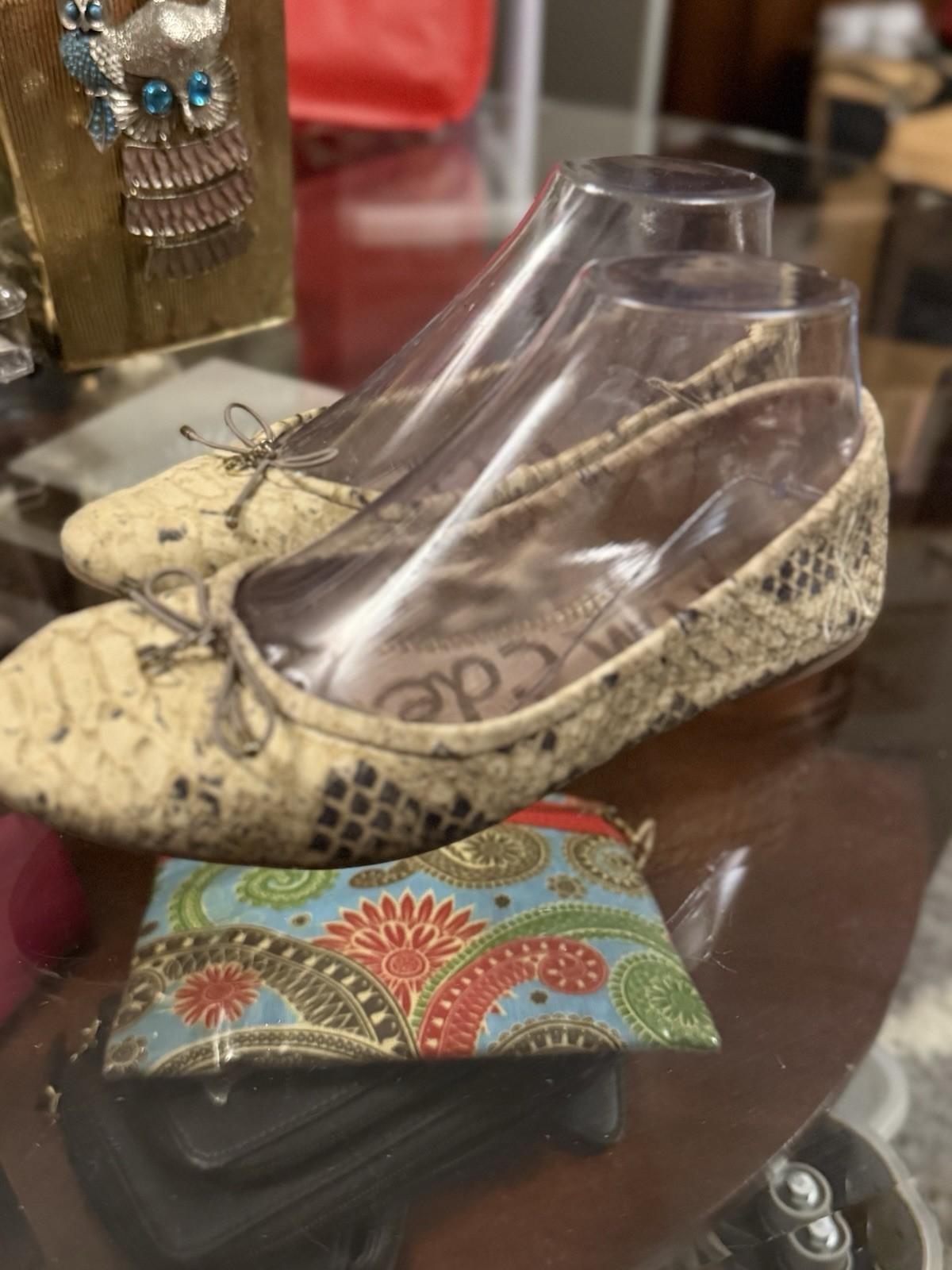 Sam Edelman Felicia Embossed Python Print Ballet Flats women’s SZ 7M Cream
