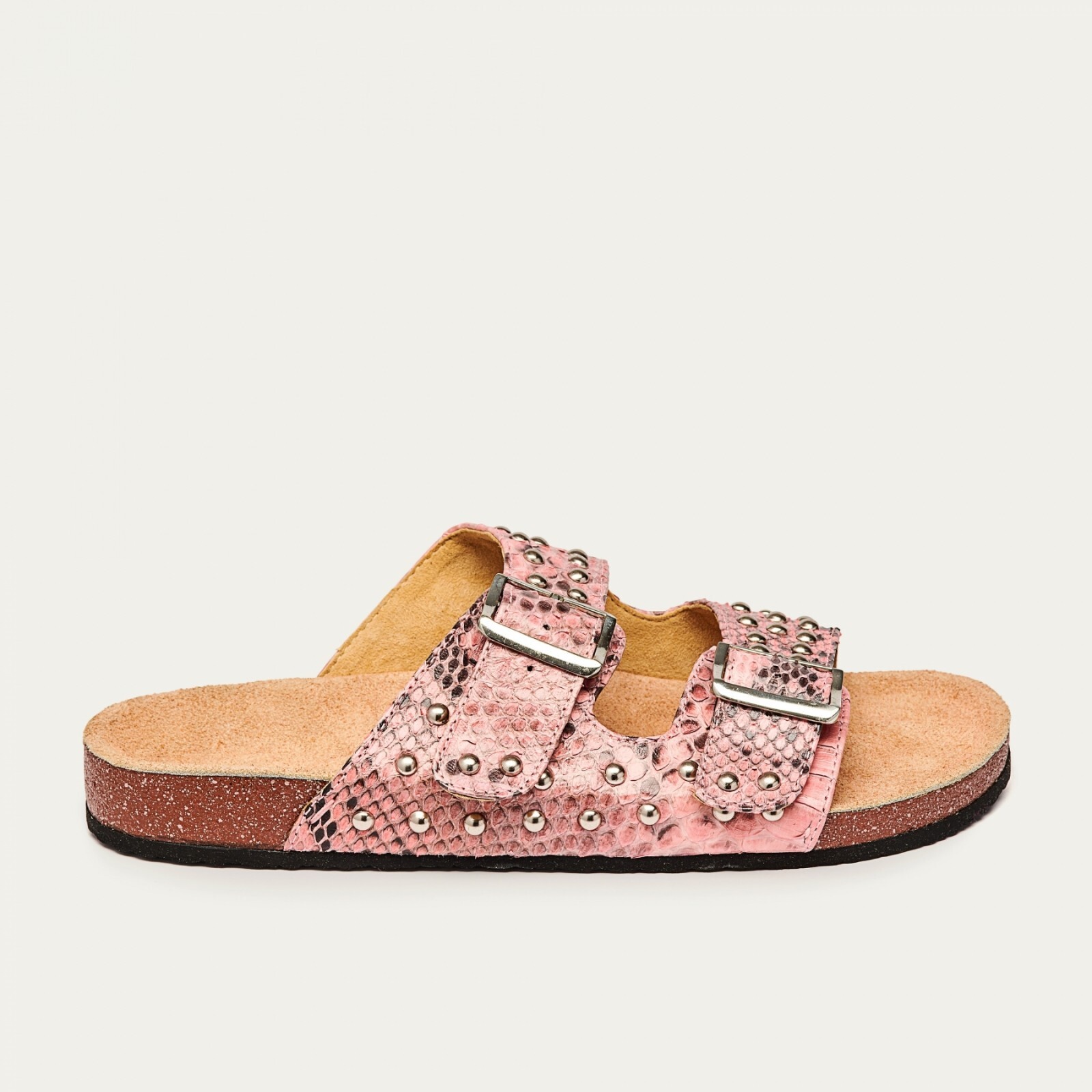 Claris Virot Pink Powder Python Odette Sandals EU Size 37 / US 6.5 / UK 4.5
