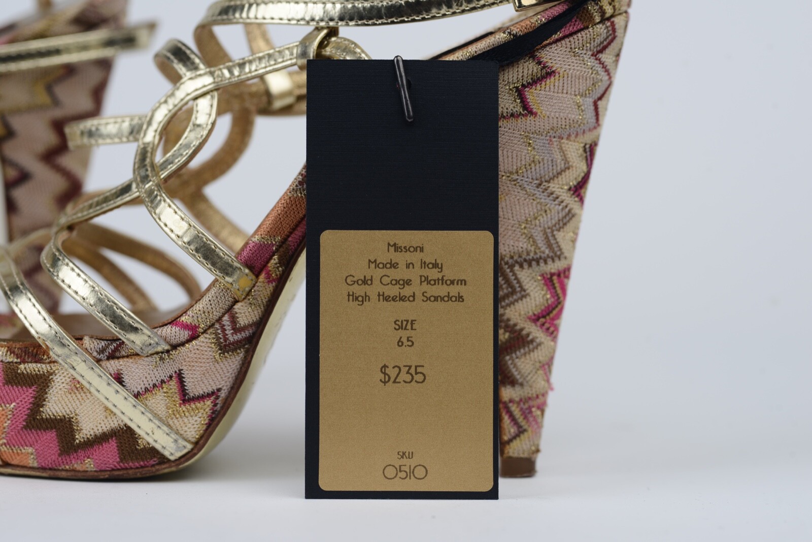 Missoni Metallic Gold Cage Platform High Heels Sandals Shoes Size 36 1/2 (USA 6)