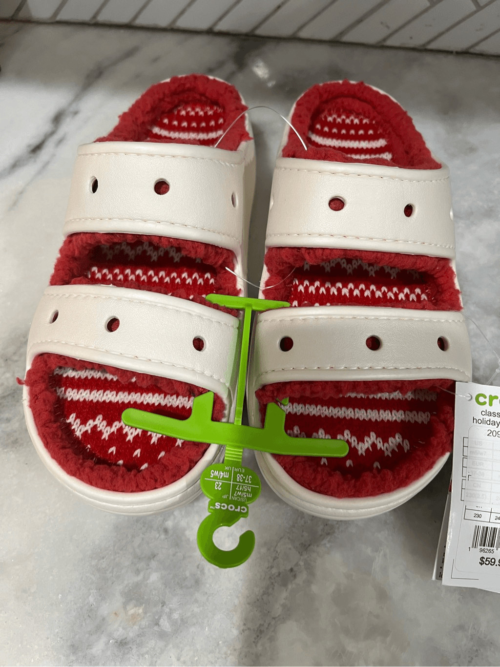 Crocs Classic Cozzzy Holiday Sweater Fleece Lined Sandal Slide Unisex M4/W5