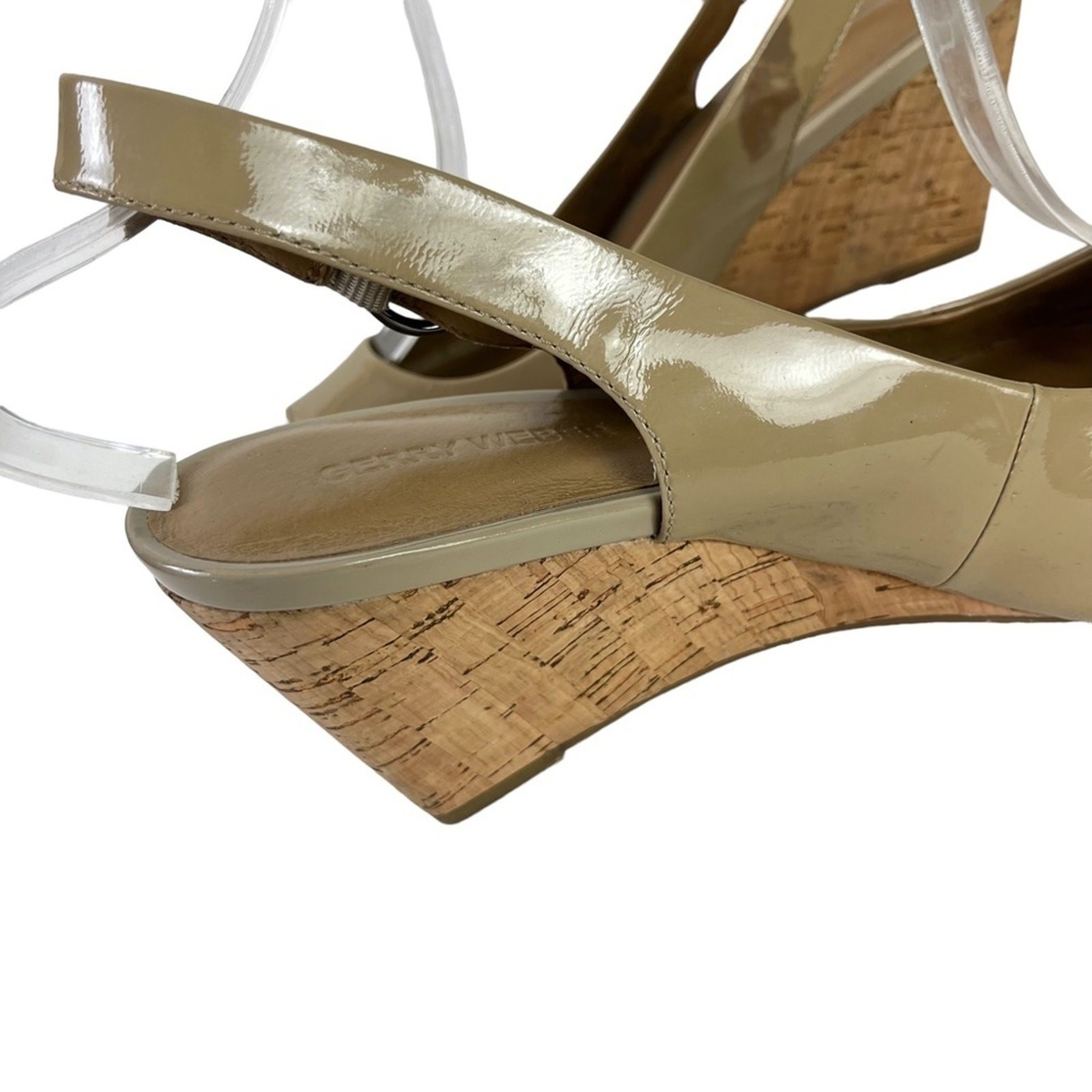 GERRY WEBER Genuine Leather Open Peep Toe Slingback Cork Wedge Shoes Sandals 38