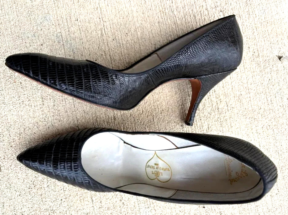 Vintage Genuine Alligator Lizard Heels Women US 10 AAA Made in USA