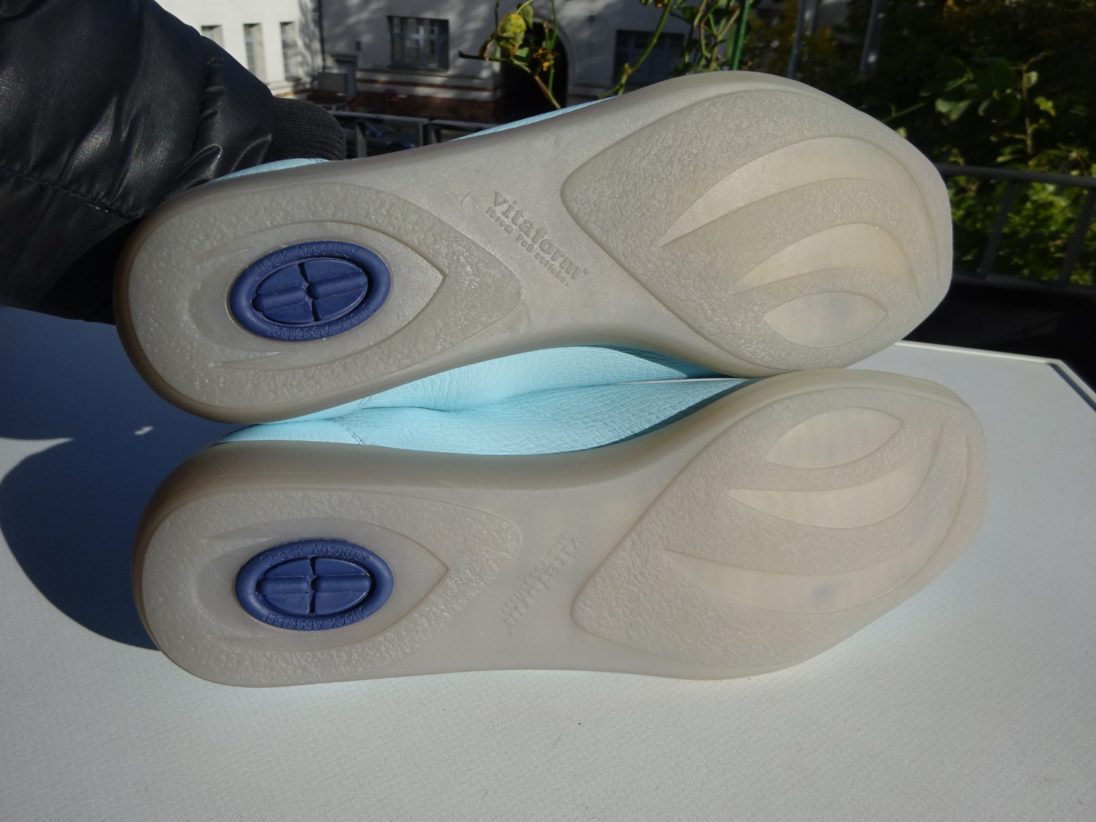 Vitaform women’s ballet flats leather deerskin rubber edge light blue Germany size 38 H New