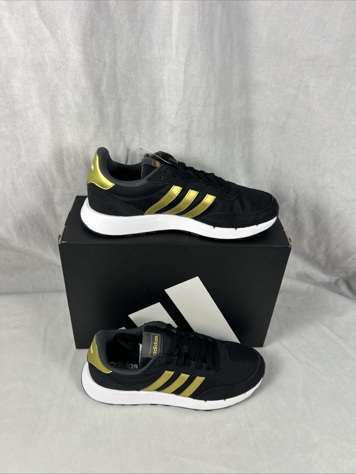 Adidas Run 60s 2.0 Black Gold GX1714 Women’s 8 / 7 Youth NIB