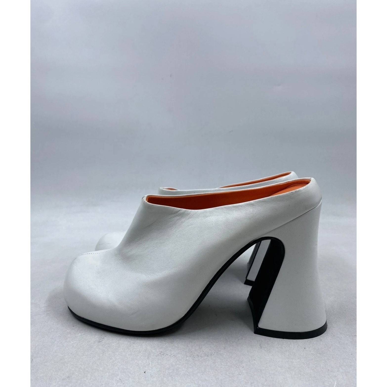 MARNI Sabot White 110mm Leather Mules Sz. 40