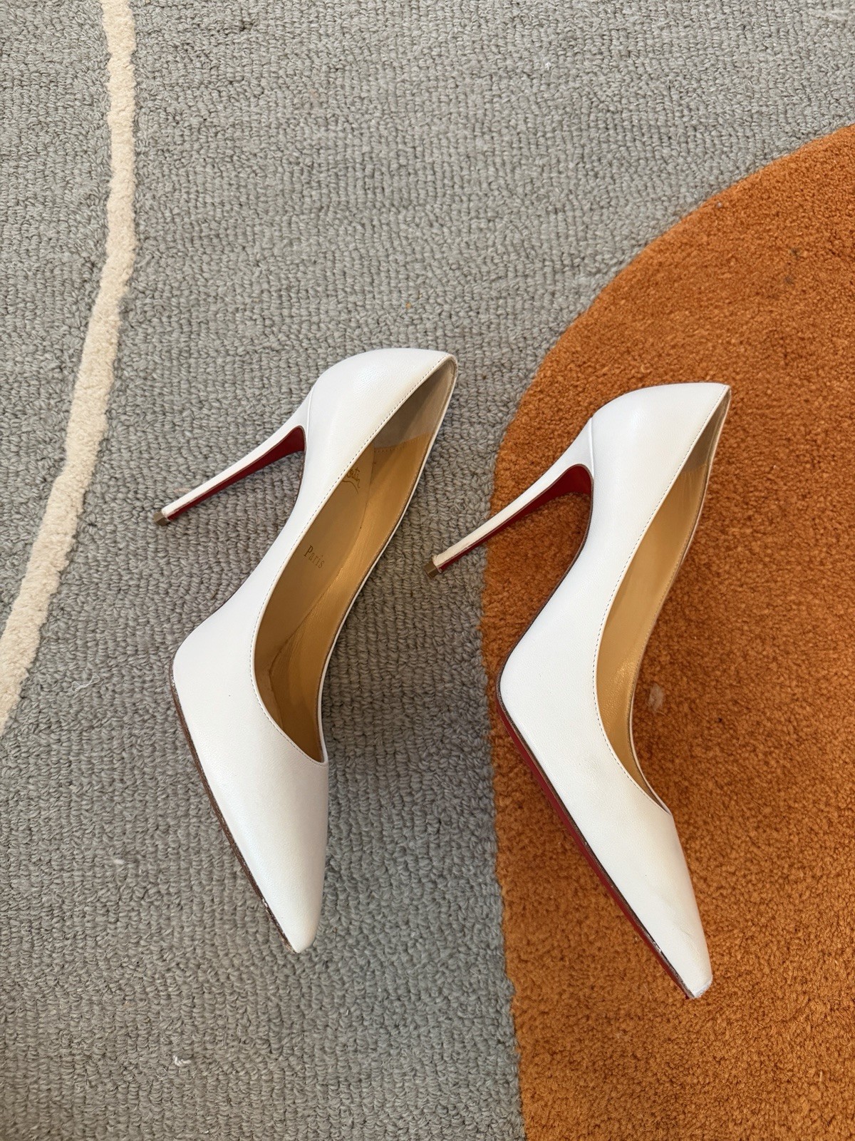 Christian Louboutin Kate 100 Women’s Leather Pump Blanco Sz 38.5