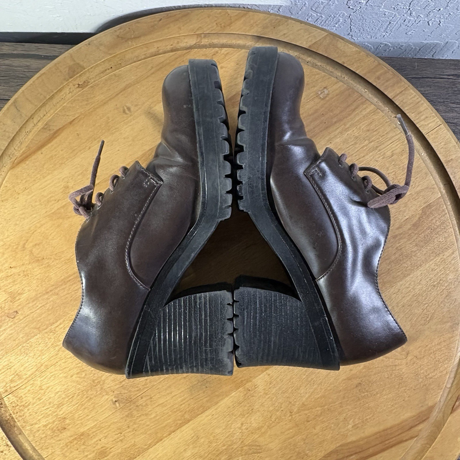 Vintage Y2K 90’s Mudd Chunky Platform Lace Up Oxford Brown Shoes Women Sz 9.5M