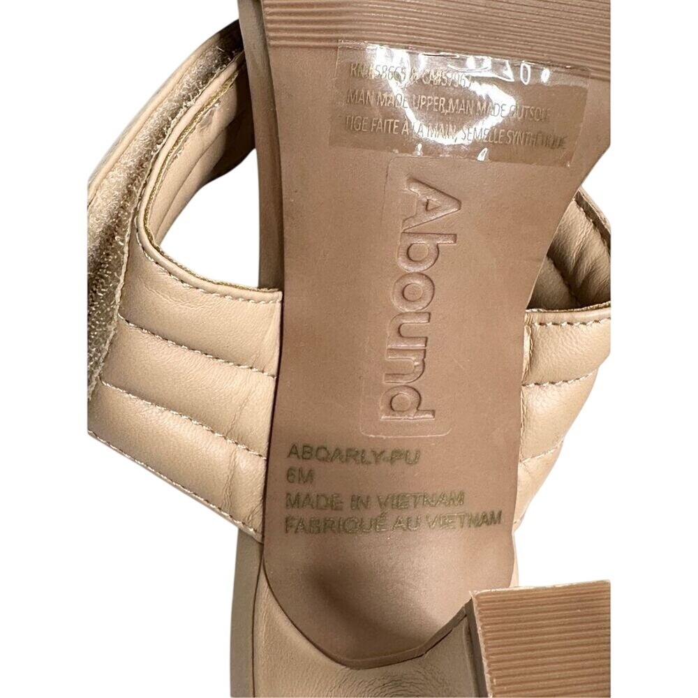 Abound Carly Tan Beige Quilted Padded Square Toe Flared Heel Sandals Mules 6M