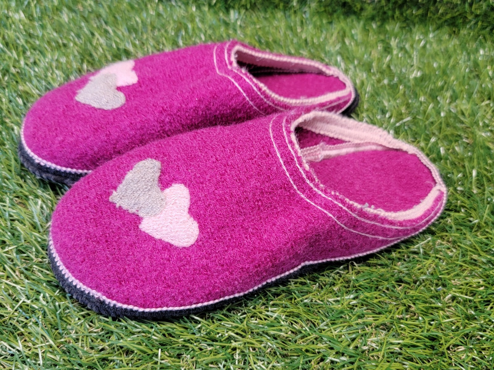 Kitz Pichler Austria Boiled Wool Hot Pink Slippers Women’s House Shoes Sz 37 EUR