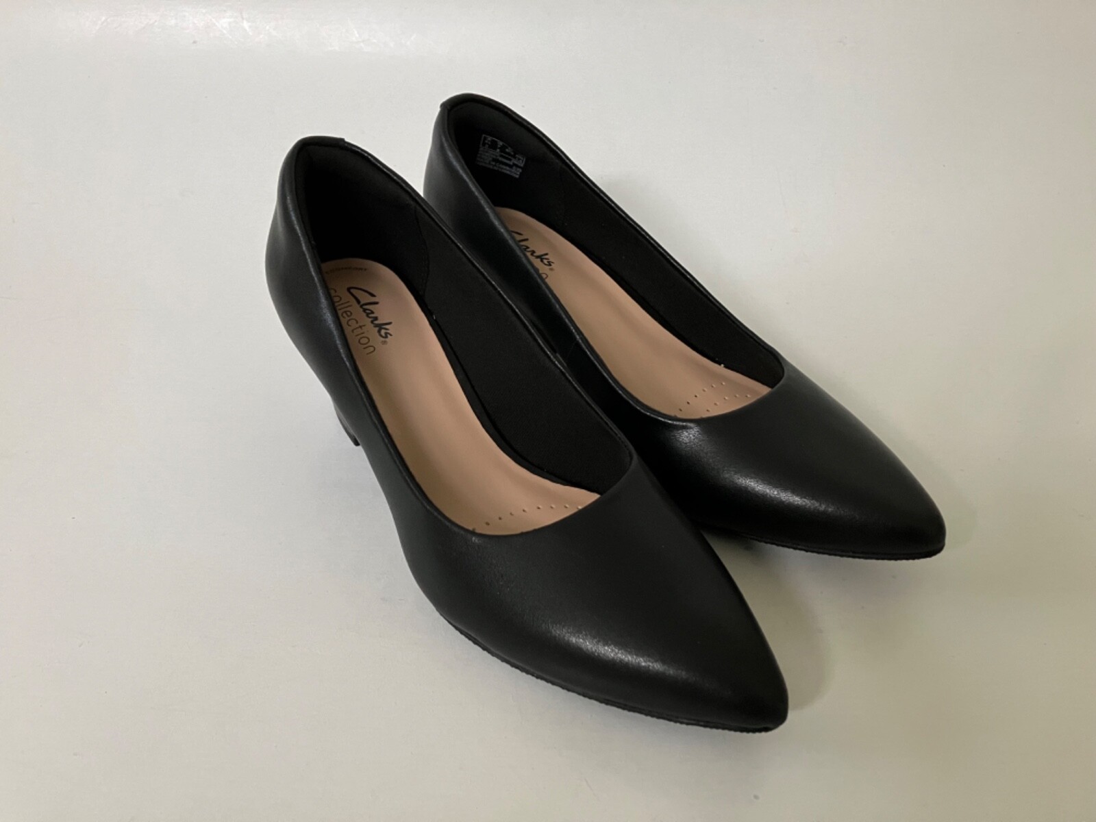 Clarks Ladies Teresa Step Black Leather Shoes Pumps 2” Heel 7 Medium (B,M) New