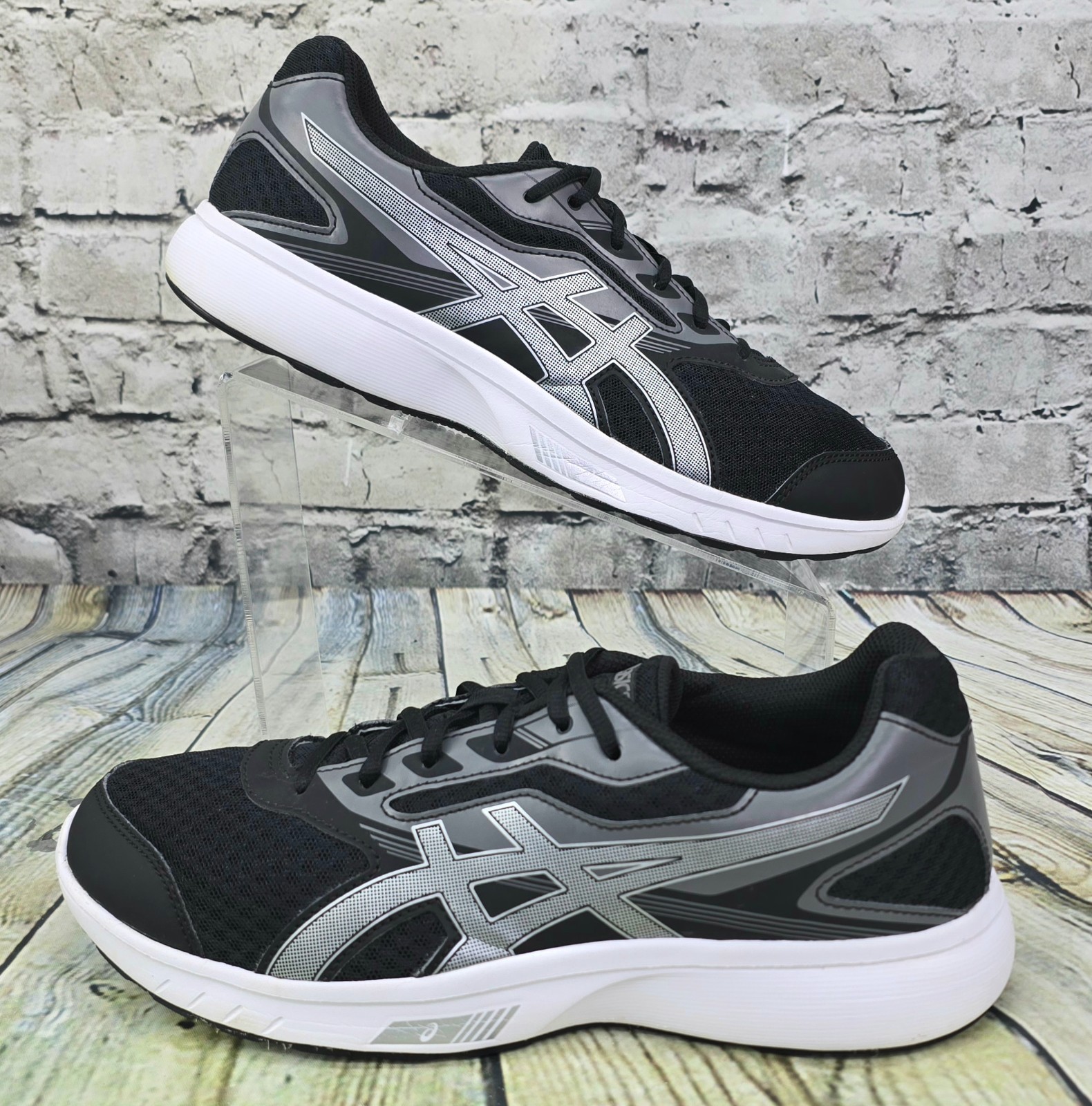 ASICS Stormer T791S Women’s Running Shoes 10.5 Black Silver Lightweight Trainer
