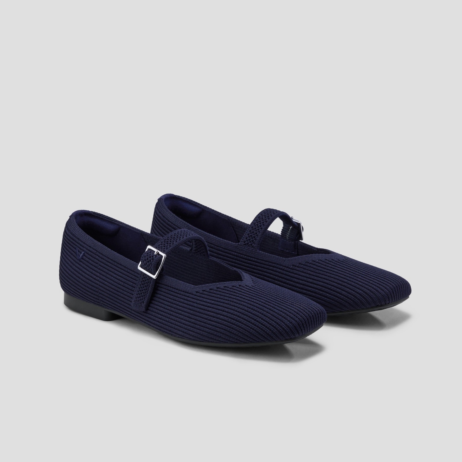 VIVAIA Margot Mary Jane Navy Blue Knit Square Toe Buckle Strap Flats Shoes 11