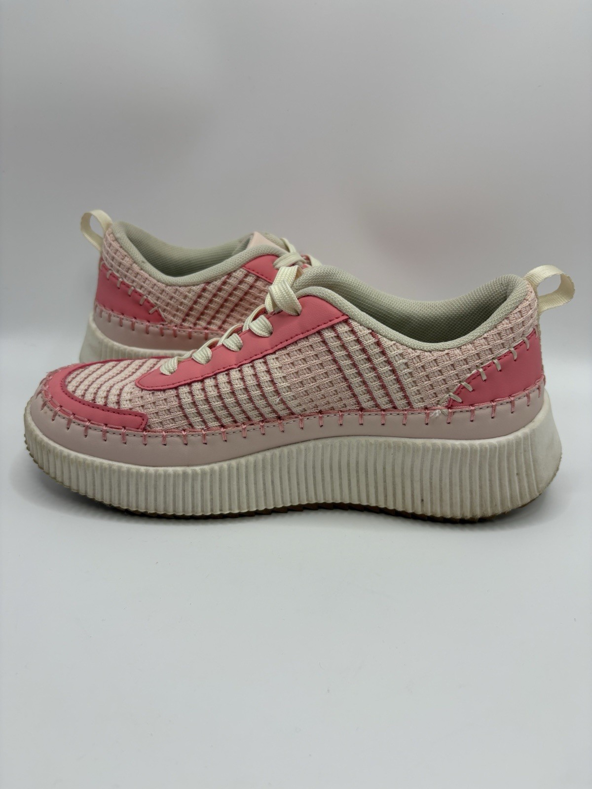Pink Nicole Miller Brita Sneakers Shoes Women’s Woven Stitched 7.5