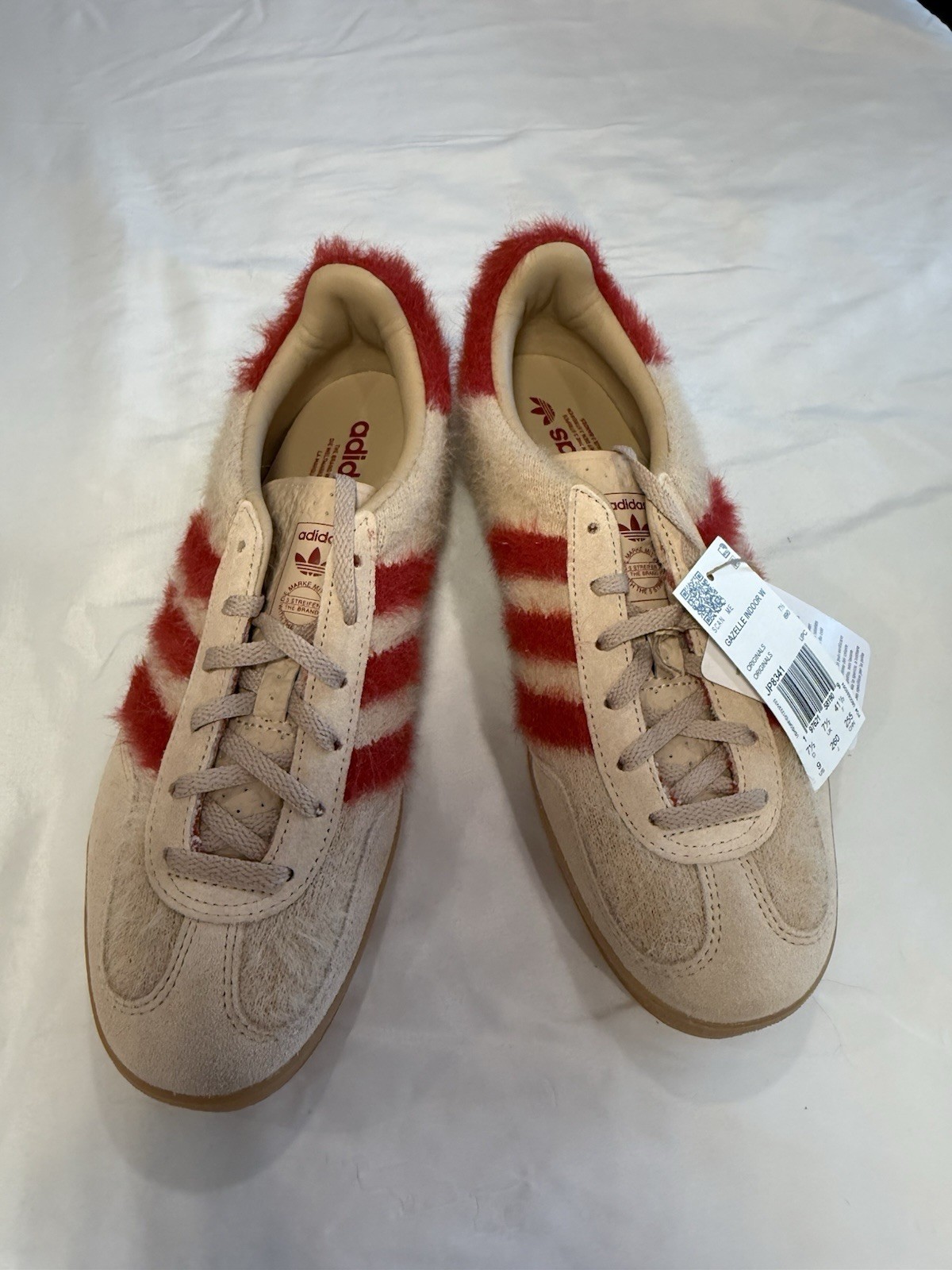 adidas Originals Gazelle Indoor W Beige Red Gum Women Casual Shoes JP8341 Fur