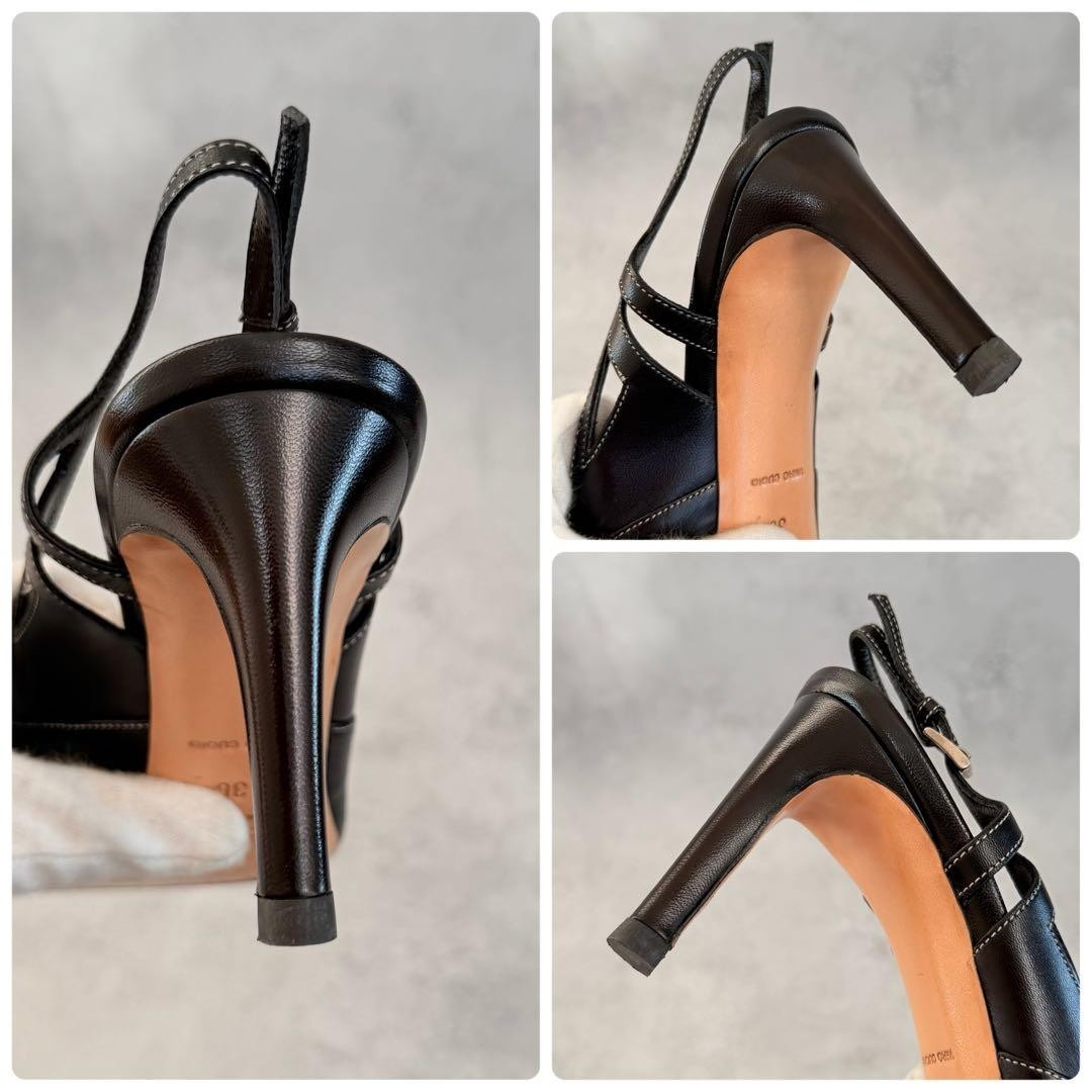 Prada Stitched Bow Slingback Heels Black Leather Women’s US 6 UK 3.5 EU 36 Pumps
