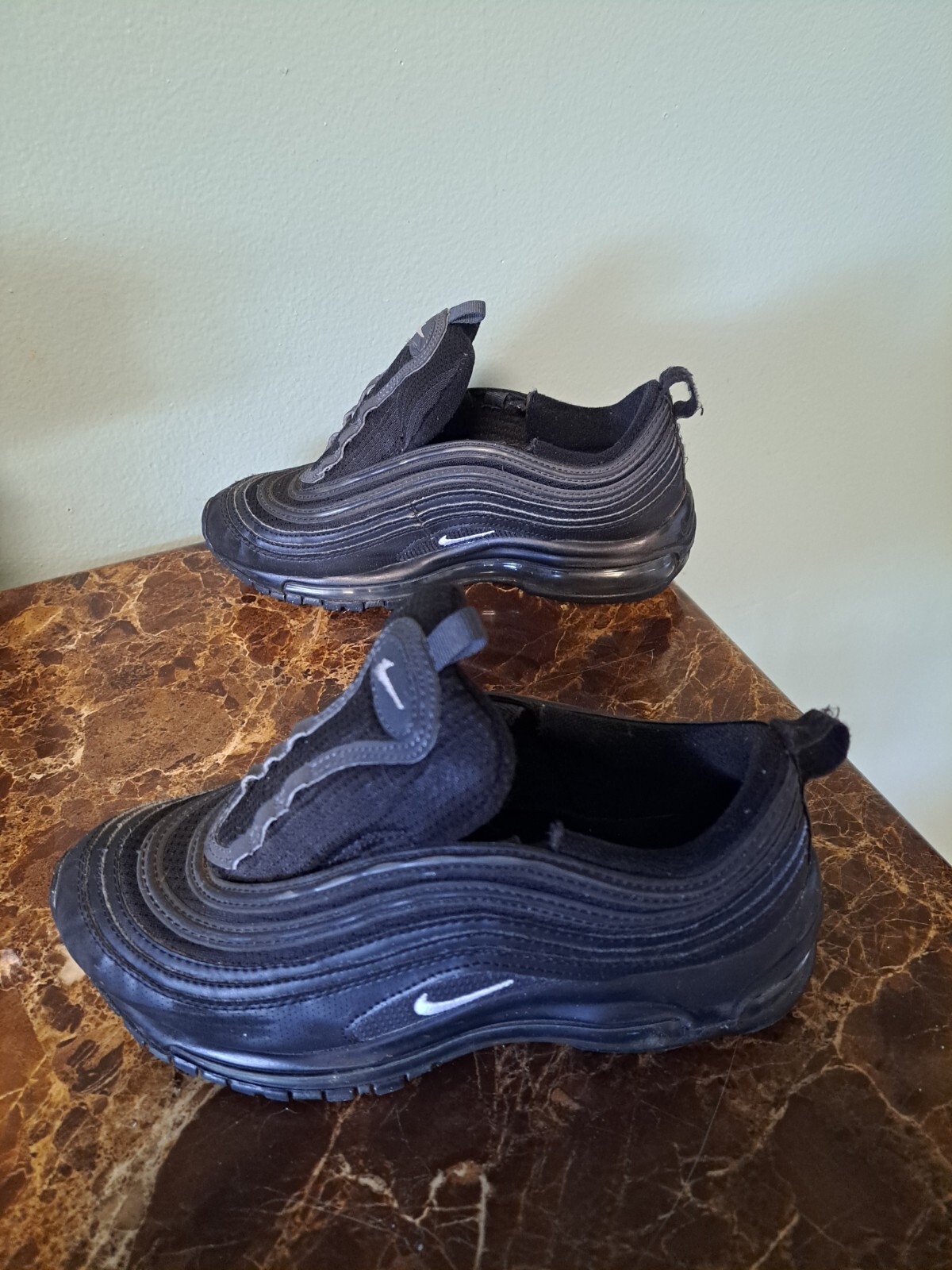 Nike Air Max 97 GS 921522-011 Black Running Shoes Size 4.5Y/Women’s 6 No Laces