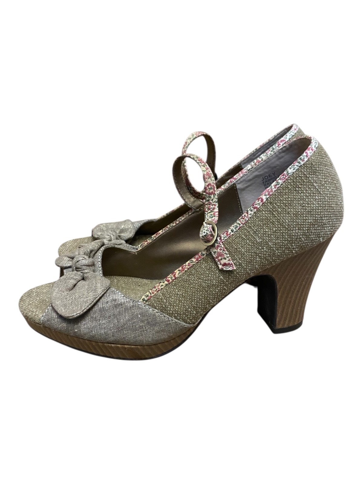 Mudd Womens Joey Open Toe Fabric Mary Jane Heels Size 9 Open Toe With Bow