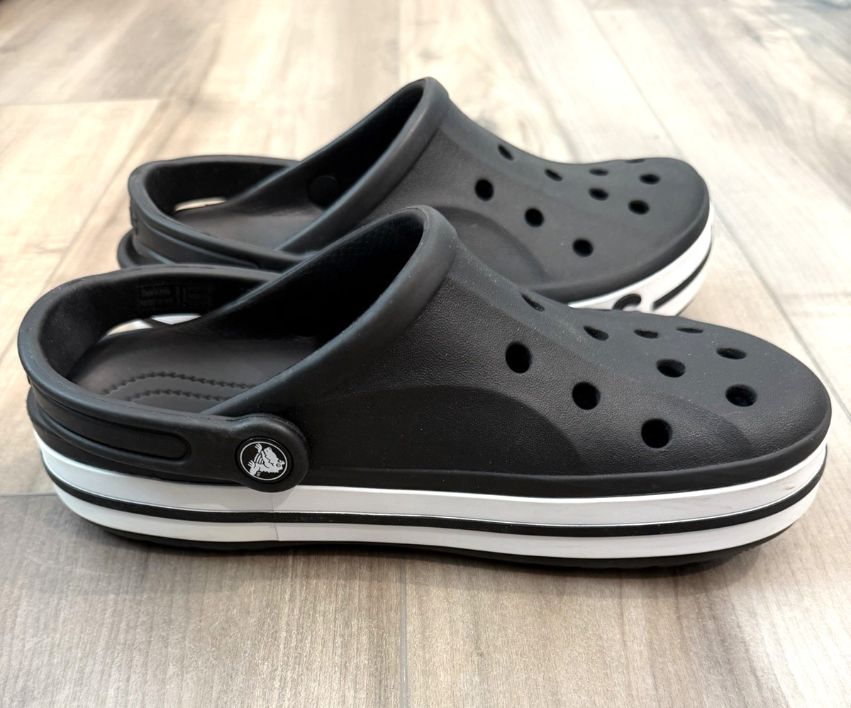 Crocs Unisex Classic Clogs Ultra Light Slip-On Bayaband Black White W8 / M6