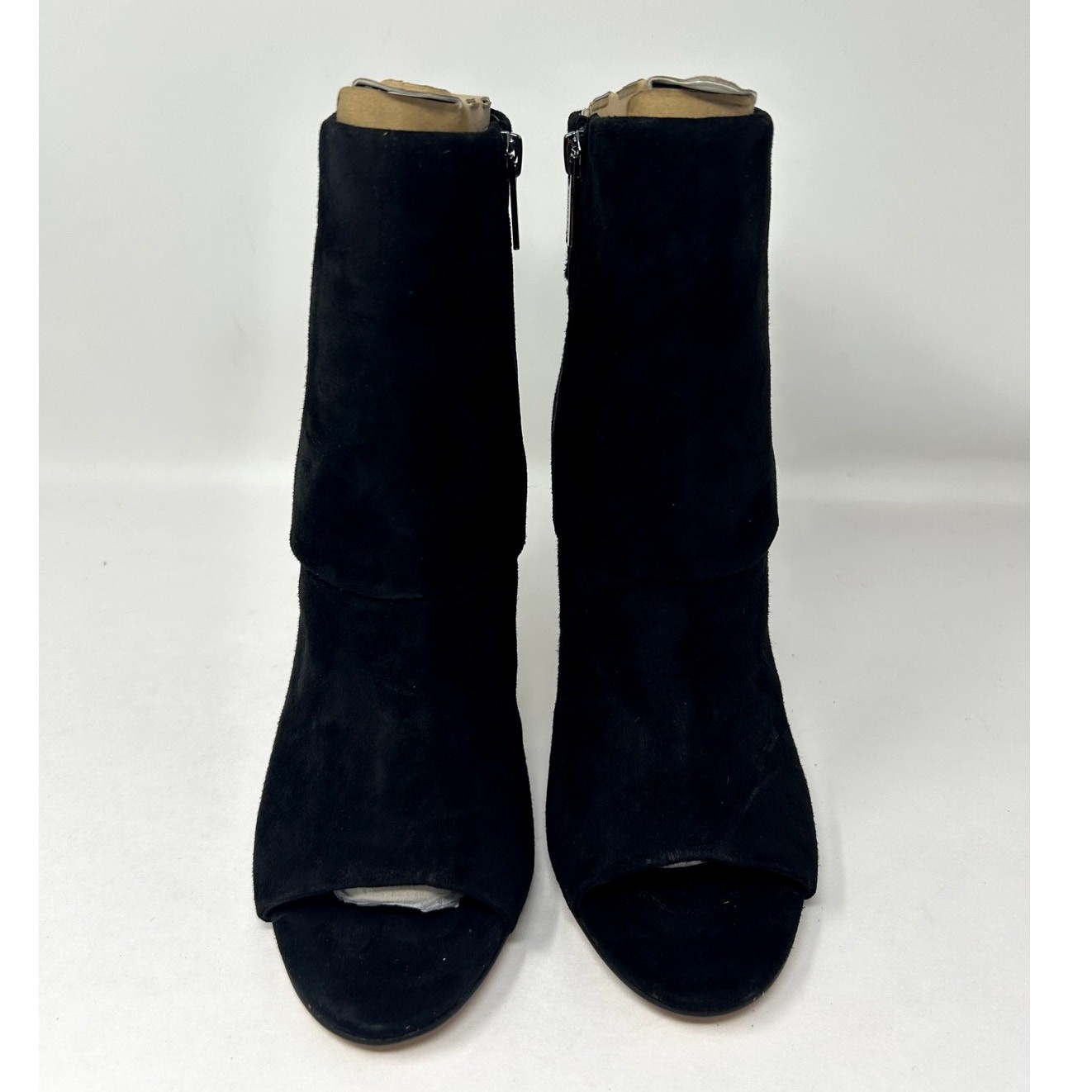 Vince Camuto Womens Camesha Suede Peep Toe Booties Shoes Black 7.5 Medium (B,M)