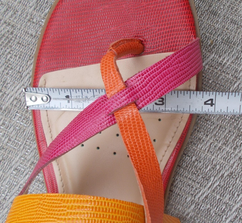 TALBOTS SANDALS «DVAVAH» Red Orange Pink Reptile Leather Ankle Strap Women’s 8M