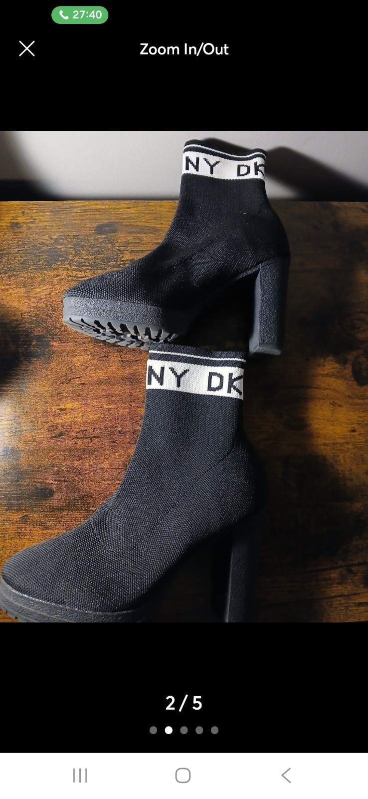 DKNY Black Knit Sock Bootie Ankle Boots Round Toe Pull On Logo Women’s 6