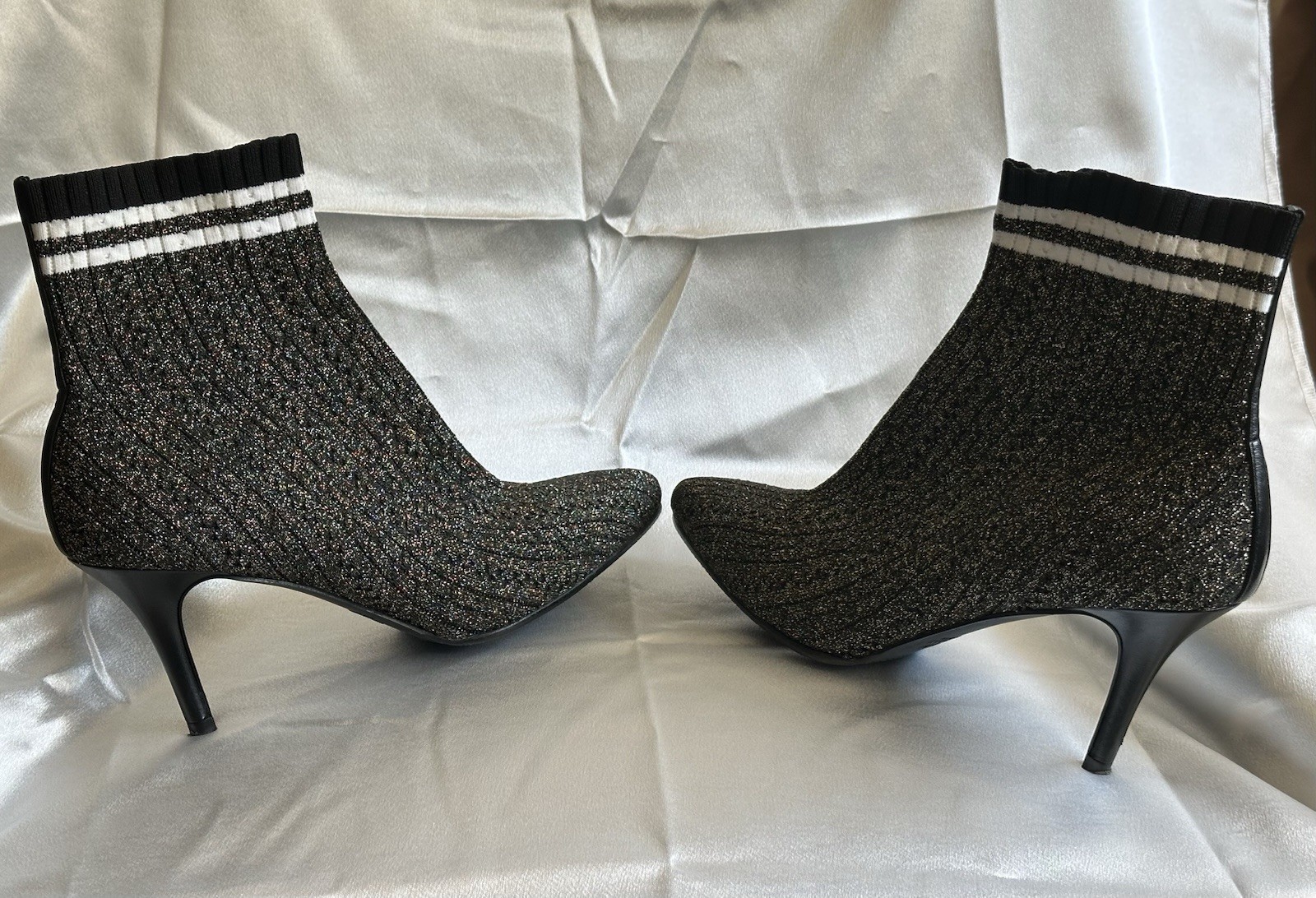 Stewart Weitzman Waverly Sock Booties, Gold 3.25” Heel