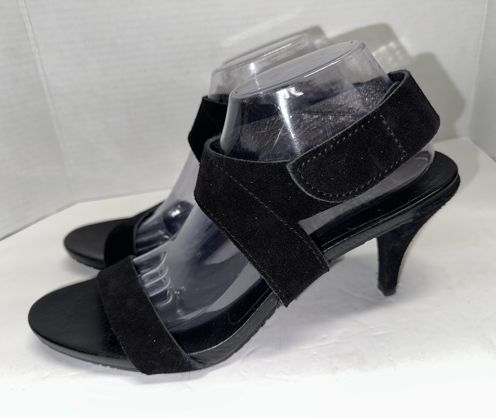 Pedro Garcia Black Suede West Asymmetrical Midi Heel Sandals EU 42 US 12