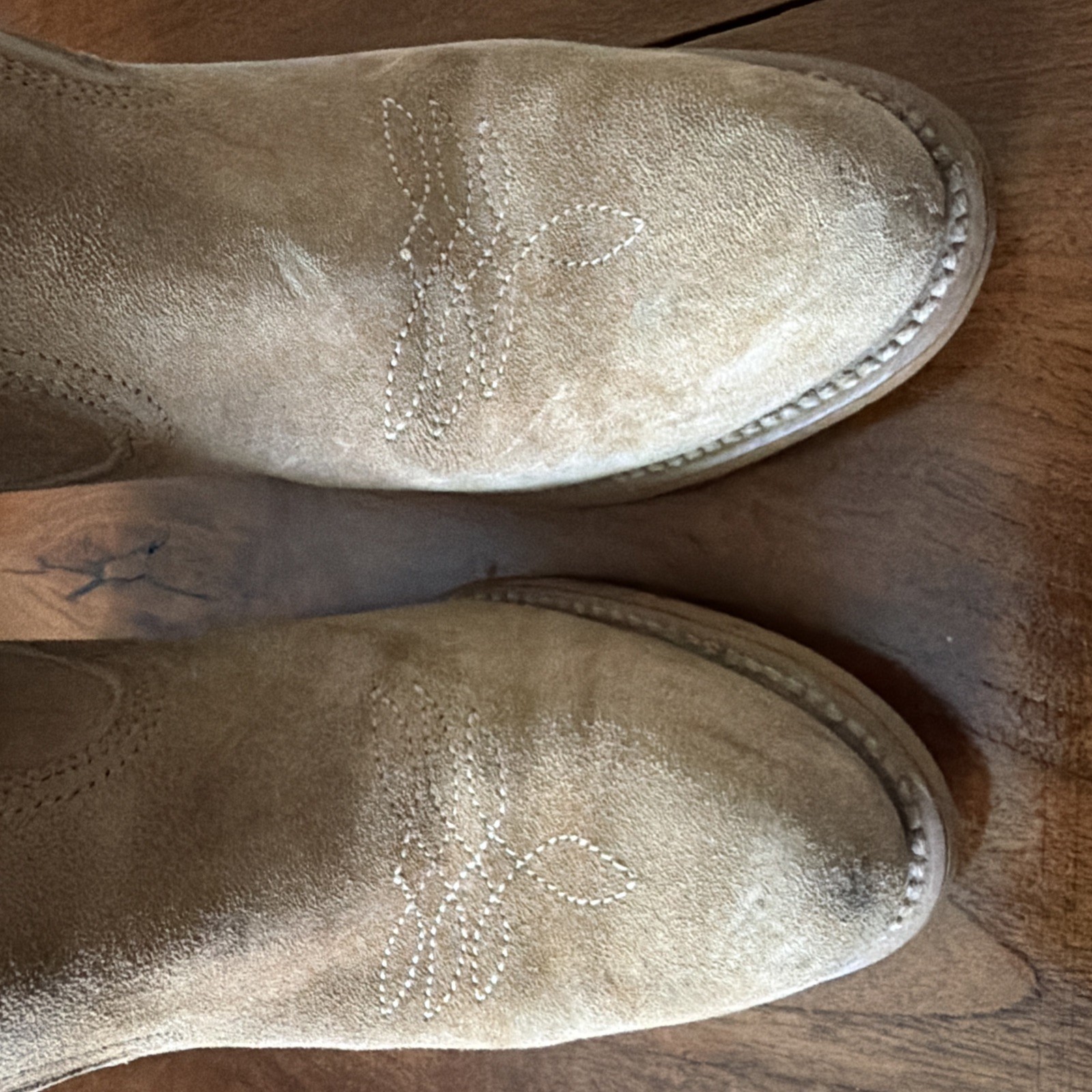 Vintage Wolverine Tan Suede Leather Boots Ladies Sz 7.5 (7) Western Cowgirl