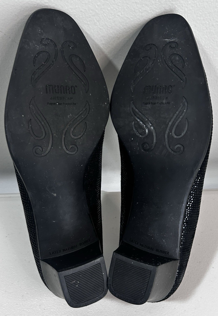 Munro American Womens Layla Pumps Textured Shimmer Black US 9.5 Chunky Heels