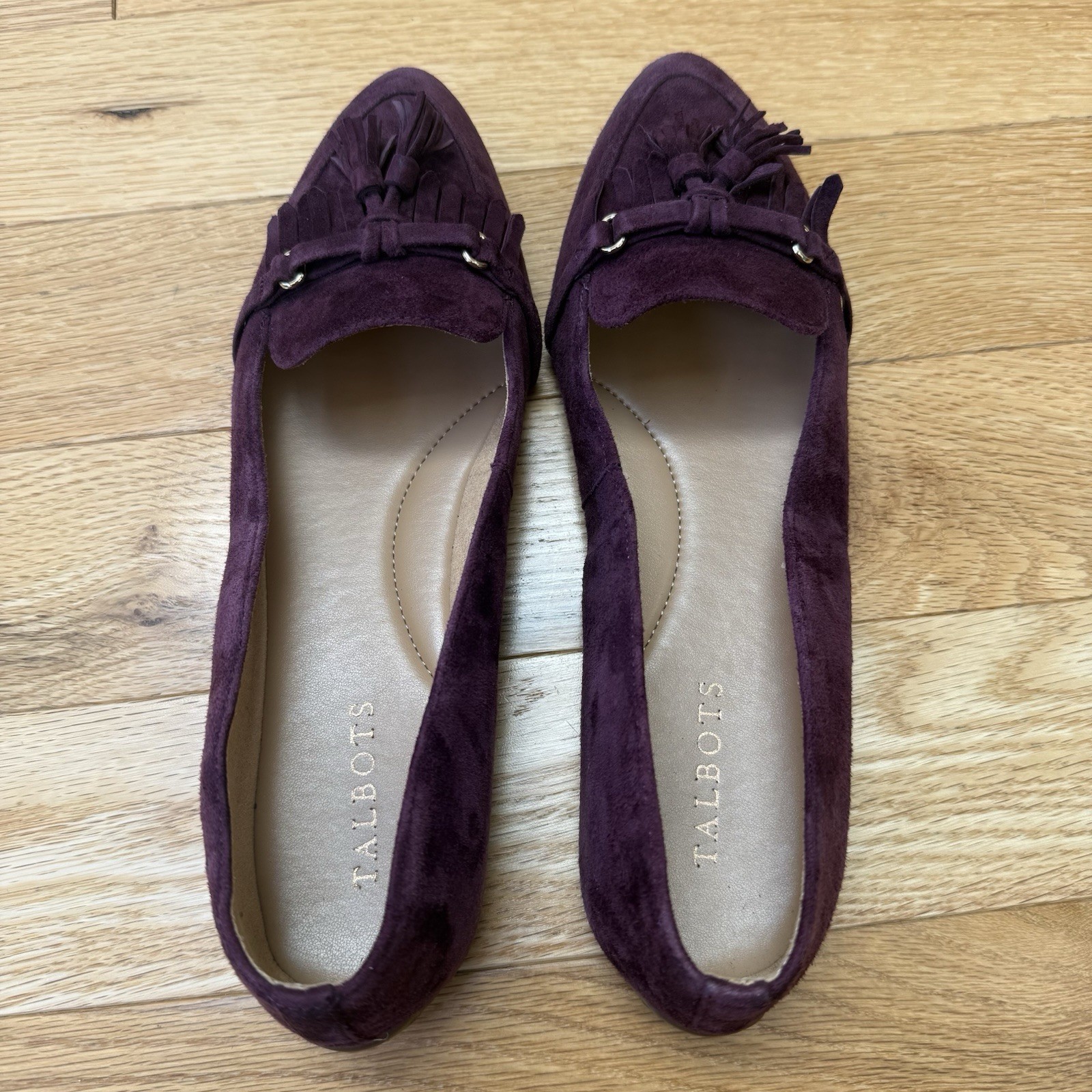 Talbots Women’s Flat Dress Shoes Size 9 Plum Purple Leather Slip On Loafers