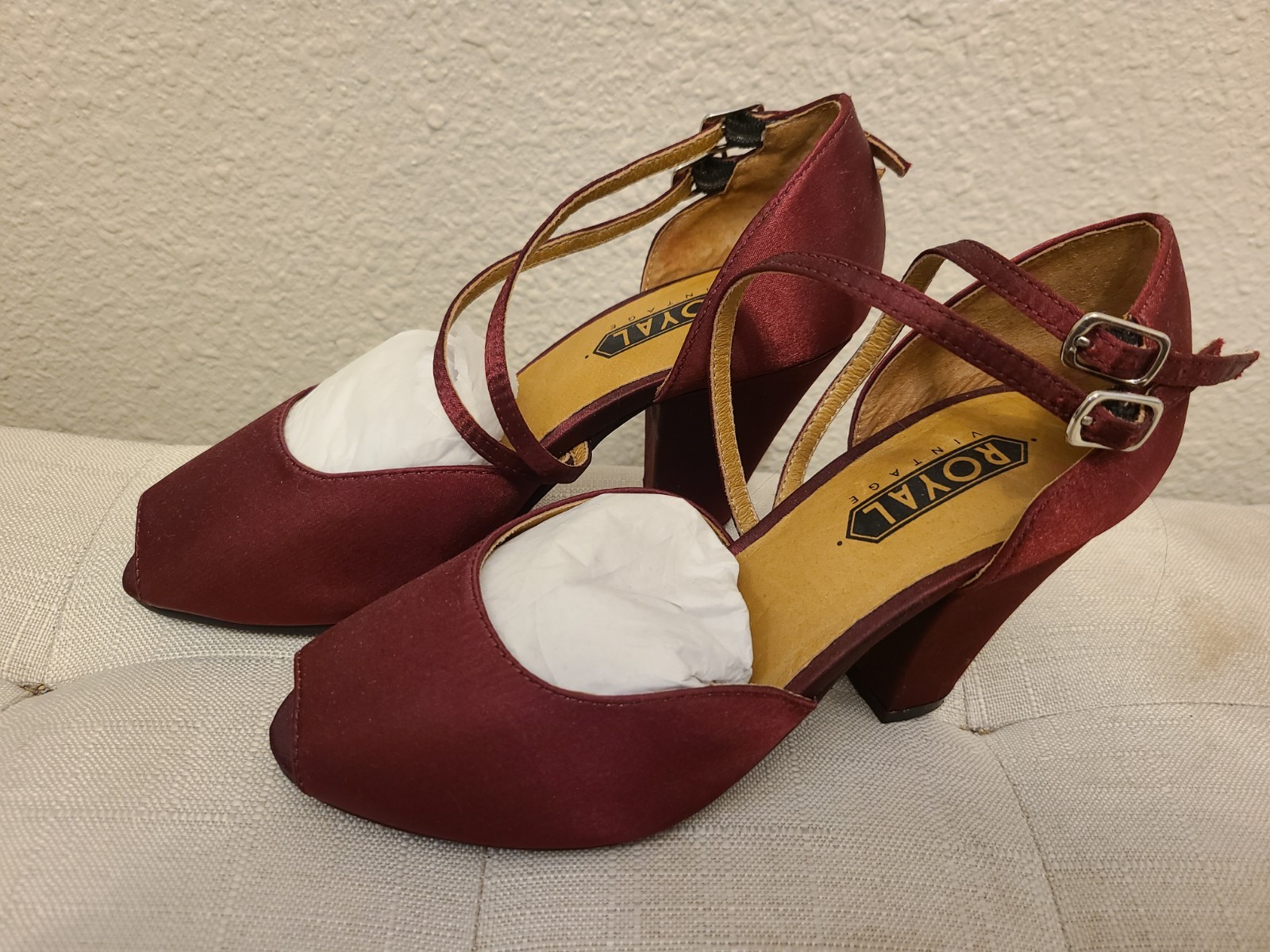 American Duchess Royal Vintage Zella Cranberry Wedding Heels Shoes Strappy Retro