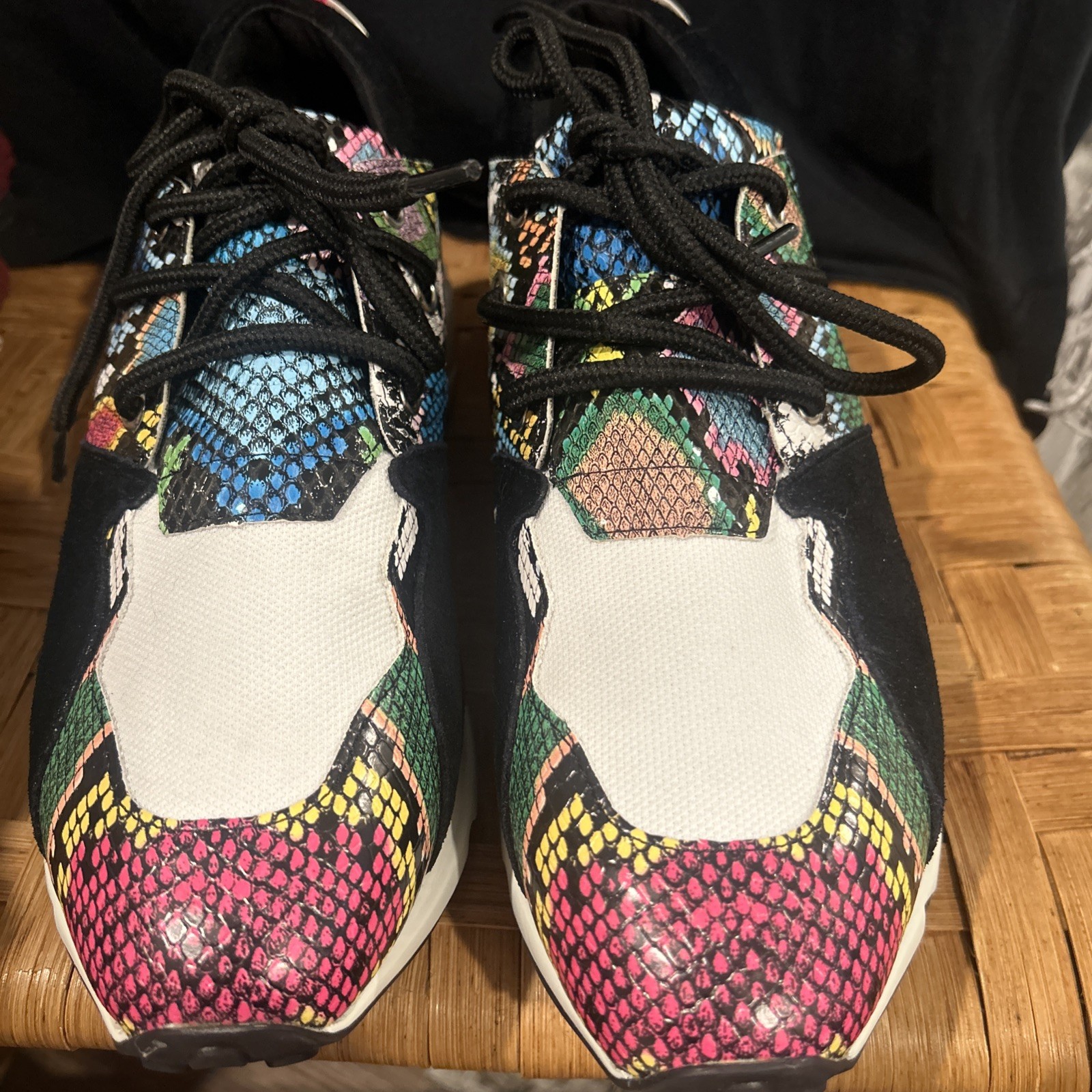 Steve Madden Cliff Snake Multi Round Lace Up Platform Fashion Sneakers Size 9.5