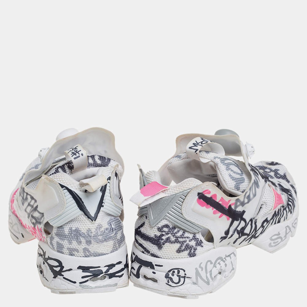 Vetements x Reebok White Doodle Print Fabric And Mesh Instapump Fury Sneakers