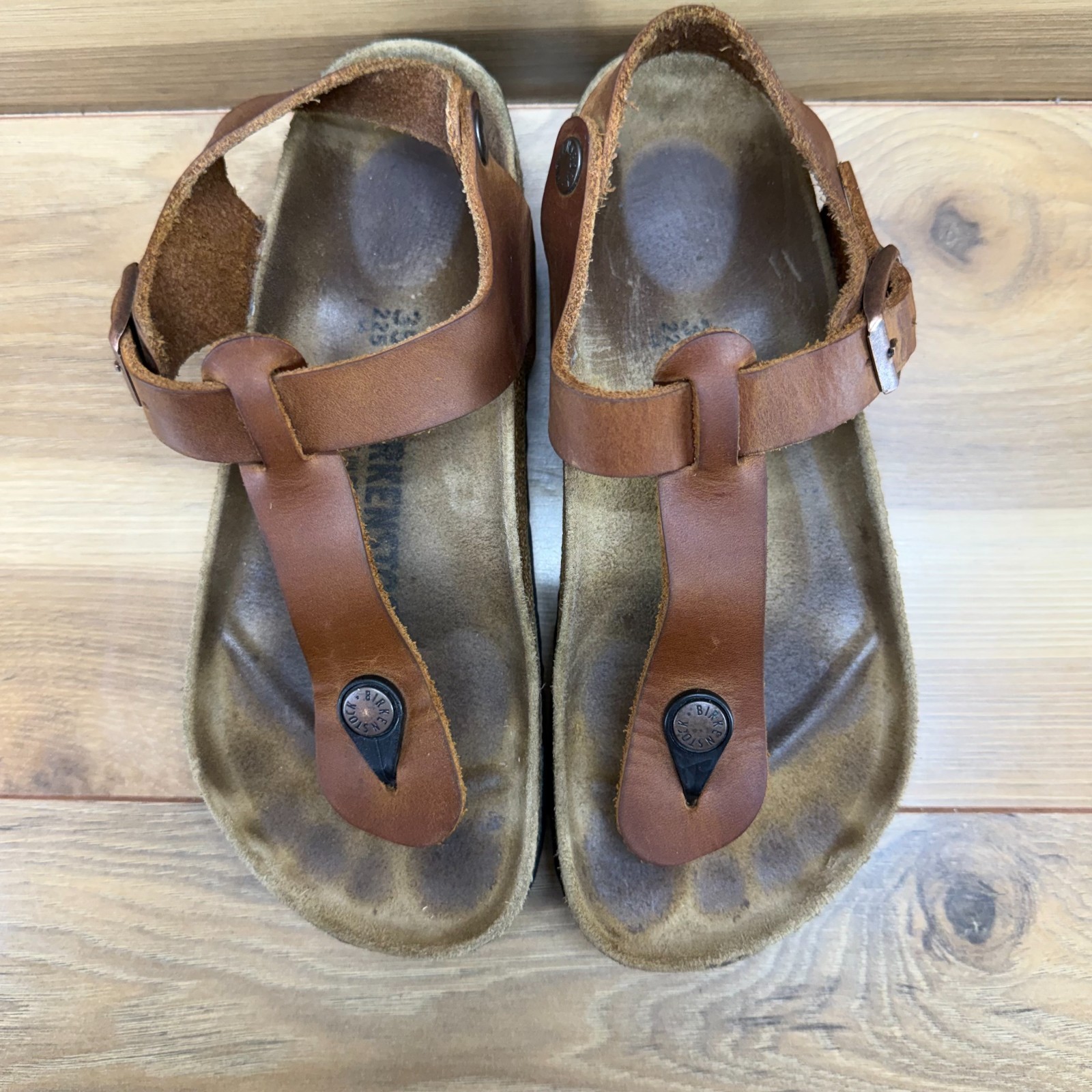 Birkenstock Kairo Sandals Cognac Tan Leather 4 W EU 35 Buckle Travel Vacation